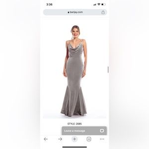 BariJay #2085 Silver bridesmaid Mermaid Gown Bridal Size 8 Accessories Included